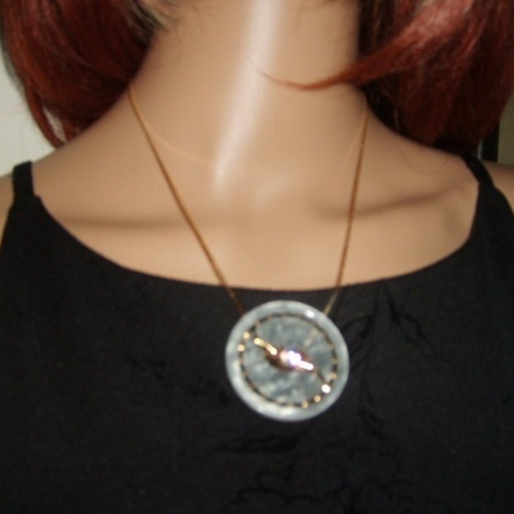 Vintage Button Necklace 20" Gold-Tone Chain One Of A Kind Handmade Pretty!